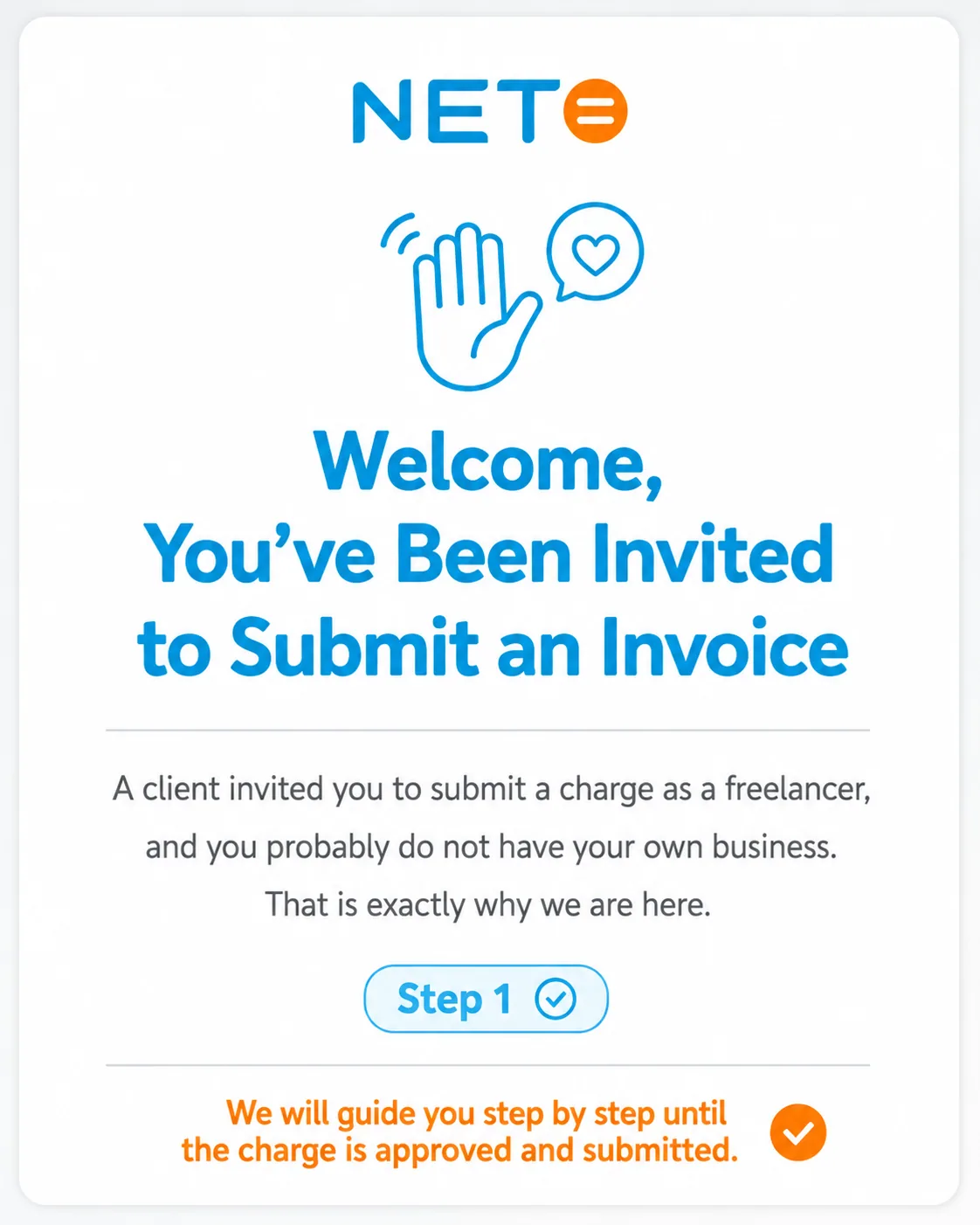 Step 1 · Welcome, you have been invited to submit an invoice