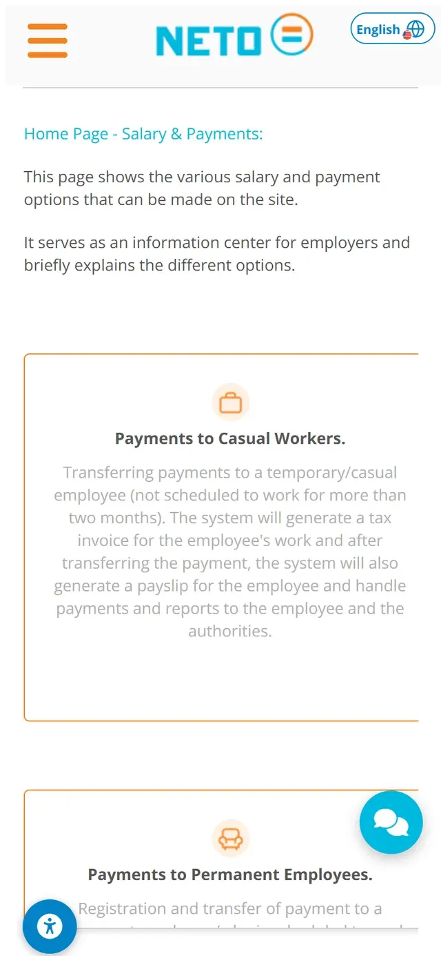 Step 2 · the Salary and Payments home screen on a phone, with the payment-track cards