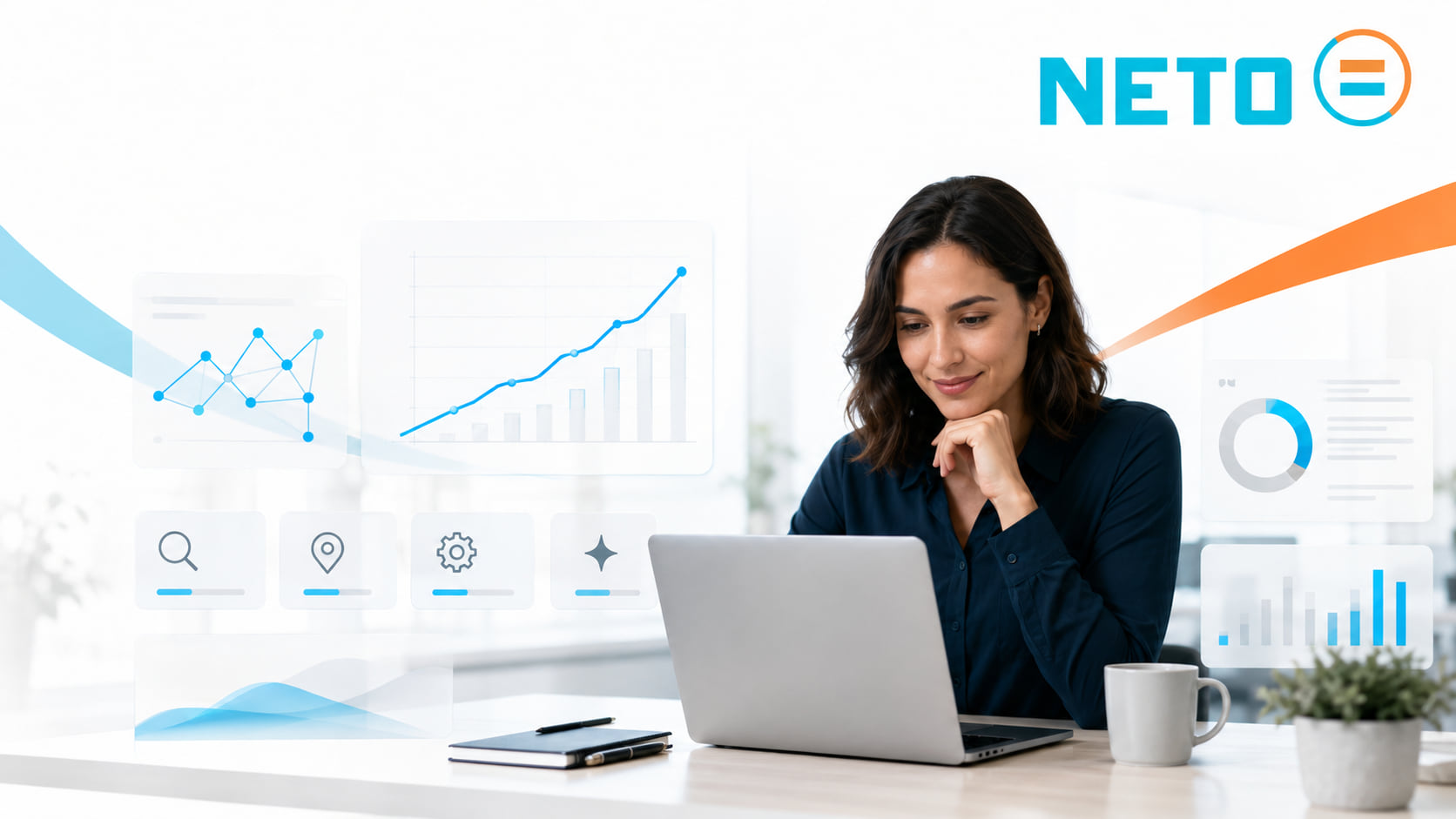 Working with live organic growth analytics at NETO · rankings, visibility and conversions