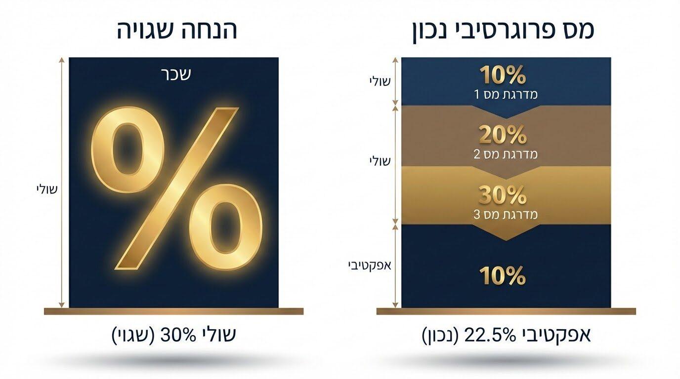 המחשה של ההבדל בין מס שולי למס אפקטיבי על השכר