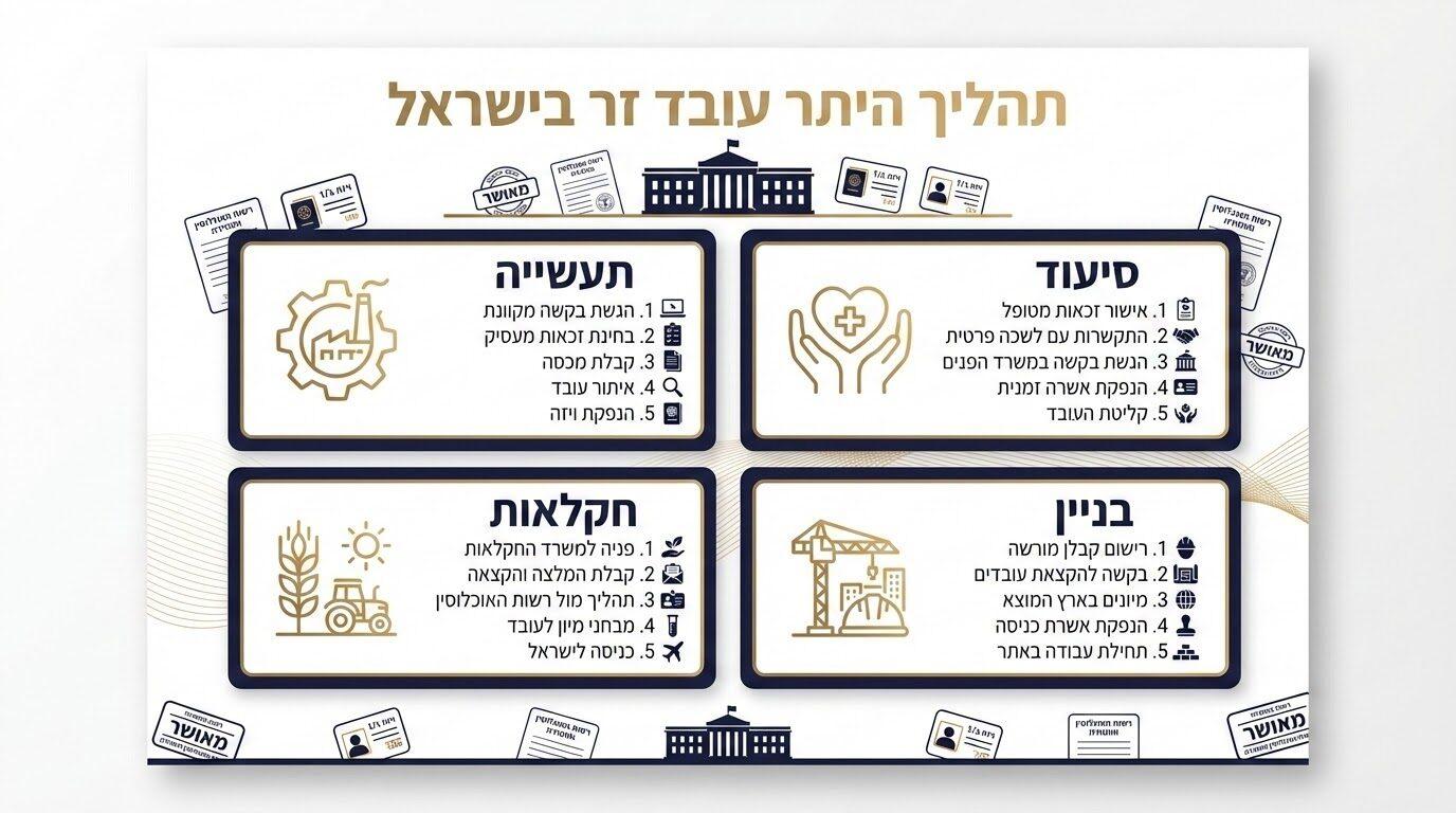 תהליך רגולטורי להעסקת עובדים זרים בישראל כולל היתרים ואשרות