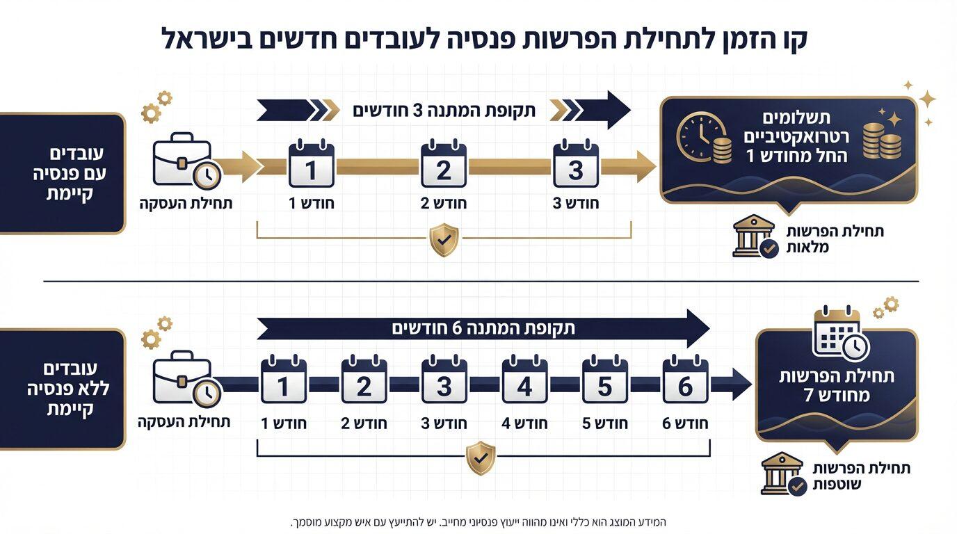 מועד תחילת חובת הפרשה פנסיונית לעובד חדש - לוח זמנים ותנאים