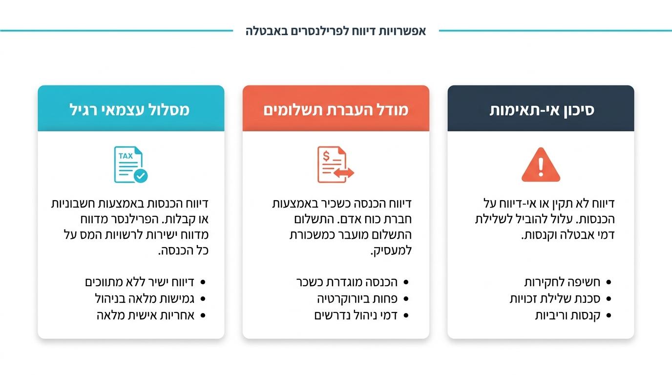 השוואת מסלולי דיווח לפרילנסר בזמן אבטלה