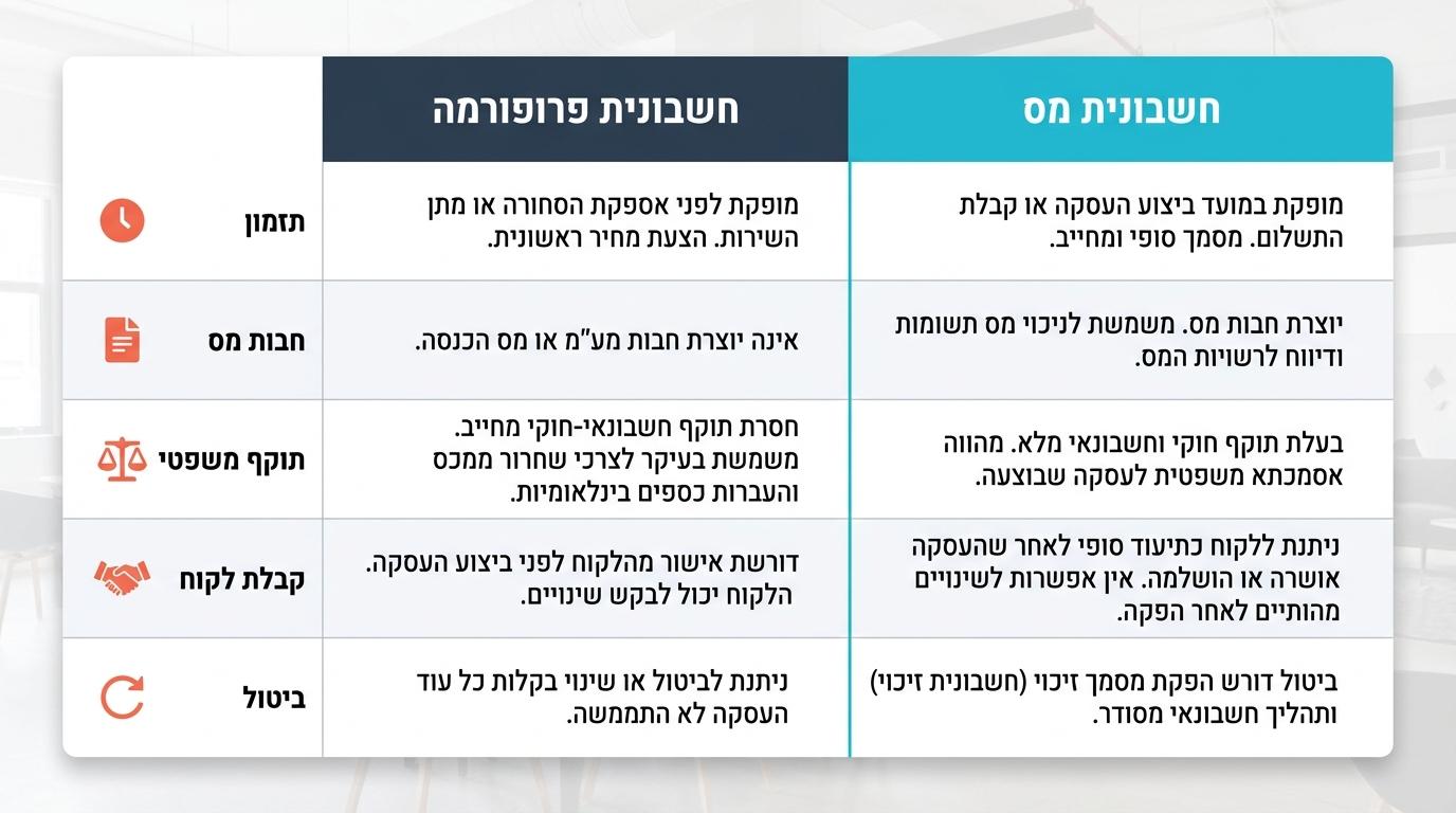 השוואה בין חשבון עסקה לחשבונית מס בעסקאות בינלאומיות