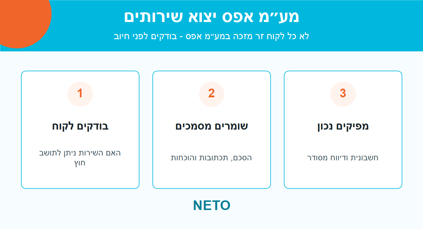 טיפול מע״מ יצוא שירותים - תרשים שלבי פעולה