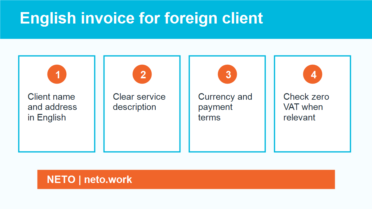 English invoice for foreign client infographic