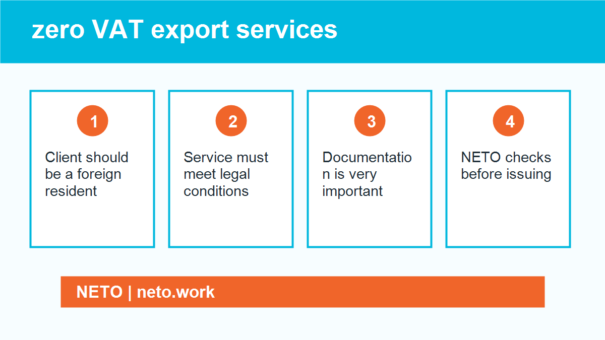 zero VAT export services infographic