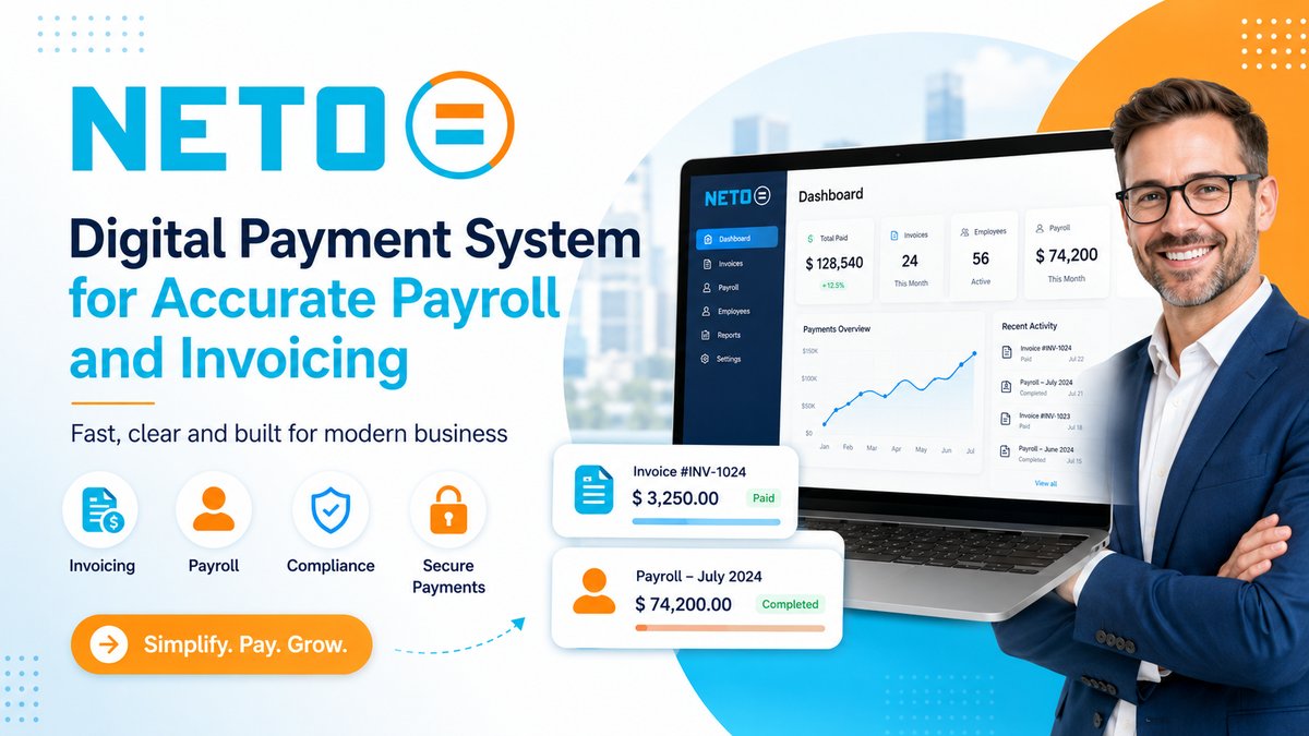 NETO digital payment system for payroll and invoicing
