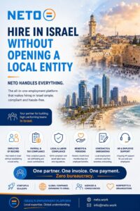 NETO hire in Israel without opening a local entity - EOR payroll and Compliance visual