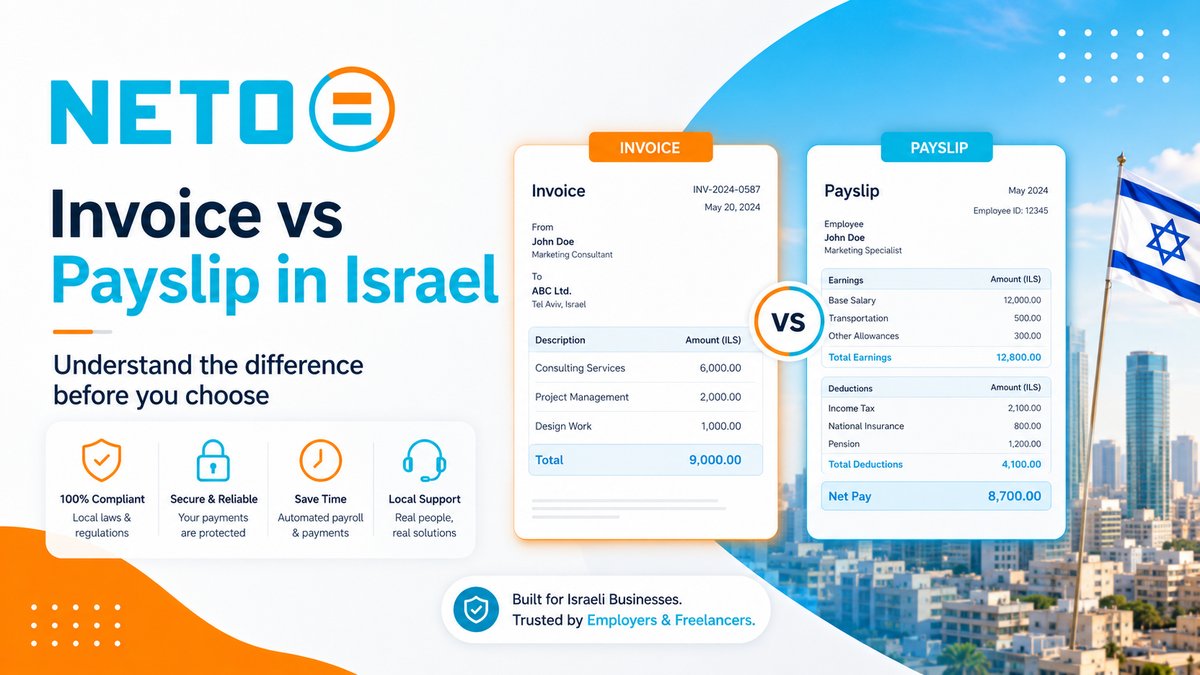 Invoice vs payslip in Israel with NETO
